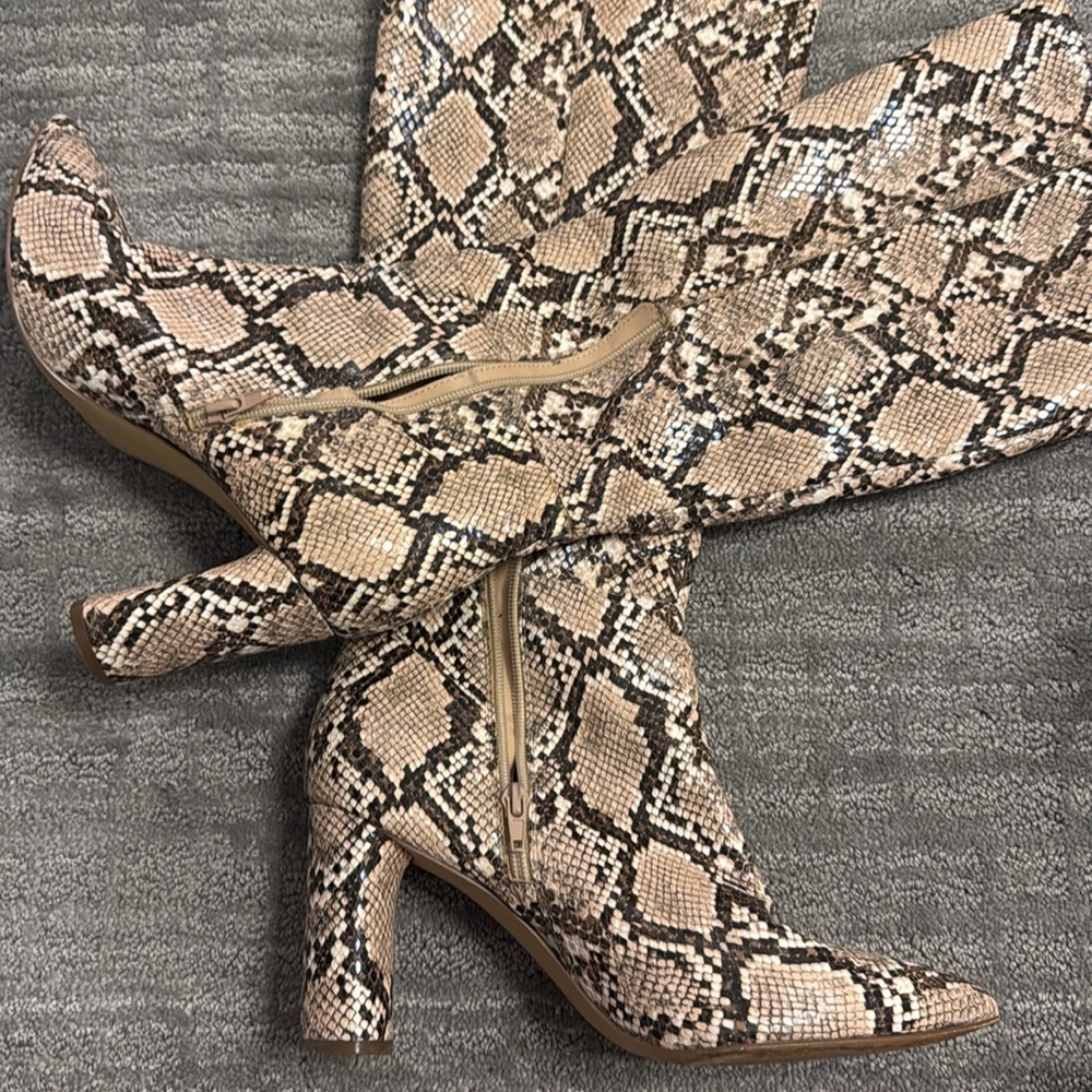 Aqua Python Knee High Heeled Boot - image 2